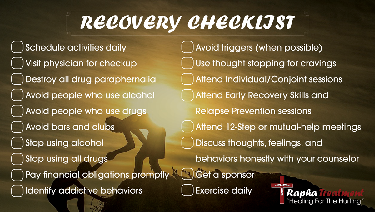 alchohol addiction recovery checklist